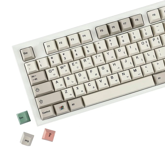 Main image of YMDK 161 Keys 9009 keycaps English Korean German QWERTZ Cherry Profile Dye Sub Top Print PBT Keycap for 61/68/87/98/104/108 Layout MX Mechanical Keyboard (9009 Korean 160)
