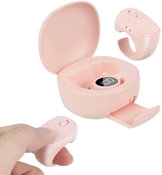 Main image of Mini Finger Ring Mouse with Charging Case Wearable Bluetooth Remote Control Scrolling Ring Thumb Mouse Wireless Handheld Air Mouse for Smartphone Tablet iPad for Page Turn Take Photo Watch Vide