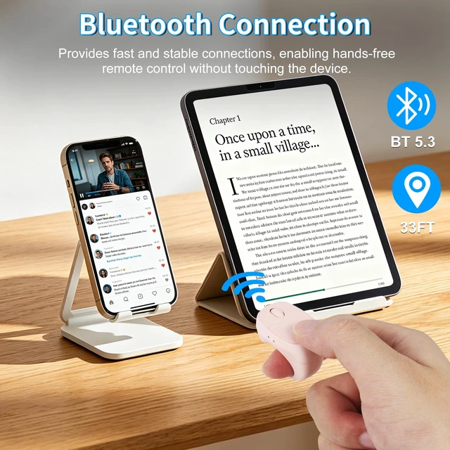 Alt view image 3 of 5 - Mini Finger Ring Mouse with Charging Case Wearable Bluetooth Remote Control Scrolling Ring Thumb Mouse Wireless Handheld Air Mouse for Smartphone Tablet iPad for Page Turn Take Photo Watch Vide