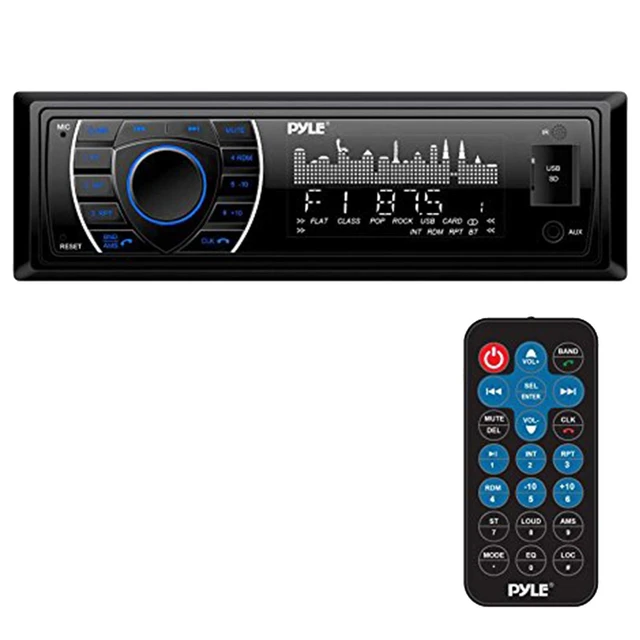 Alt view image 2 of 5 - Pyle AM/FM USB Bluetooth in-Dash Marine Stereo Digital Media Headunit Receiver, 2 x 4 2-Way Weather-Resistant 100W Black Audio Speakers, 18-Gauge Speaker Wire, Wired Radio Antenna