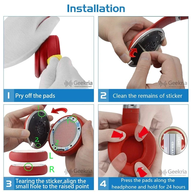 Alt view image 5 of 5 - Geekria Replacement Ear Pads for Beats Solo 2 B0534 & Solo 3 A1796