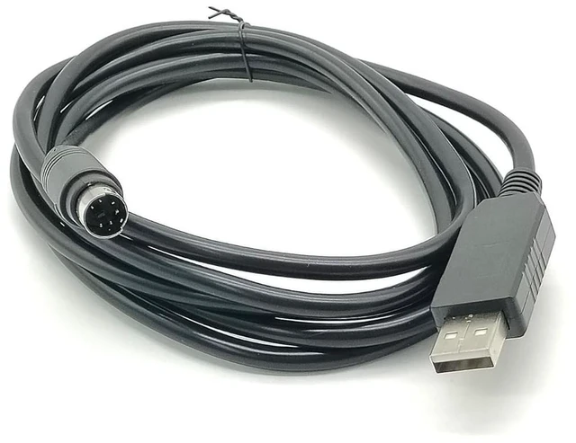 Main image of Pidwaok FT232RL USB to Mini DIN 6-Pin Programming Cable, 1.8M for Mitsubishi Q Series PLC QC30R2 Communication Cable