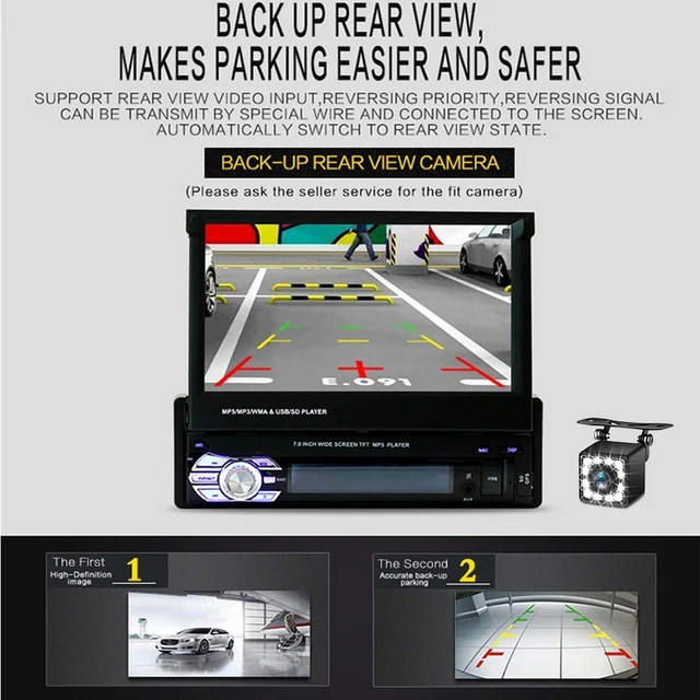 Alt view image 4 of 5 - Single Din Flip Out Radio 7 inch Screen Car Stereo