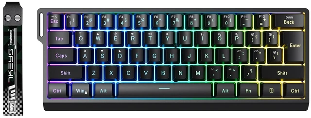 Main image of Glaeptio Wireless Mechanical Keyboard, 3 Mode 61 Keys Bluetooth 2.4G Wired RGB Lighting Mechanical Gaming Keyboard Anti Ghosting Ergonomic Design with Hanging Rope (Black)