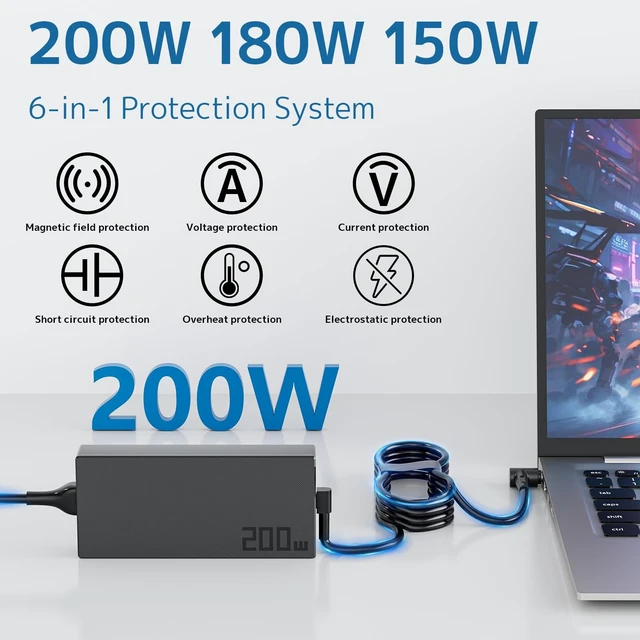 Alt view image 4 of 5 - 200W Laptop Charger Compatible with ASUS ROG Strix G15 G17 G513 G713 G733