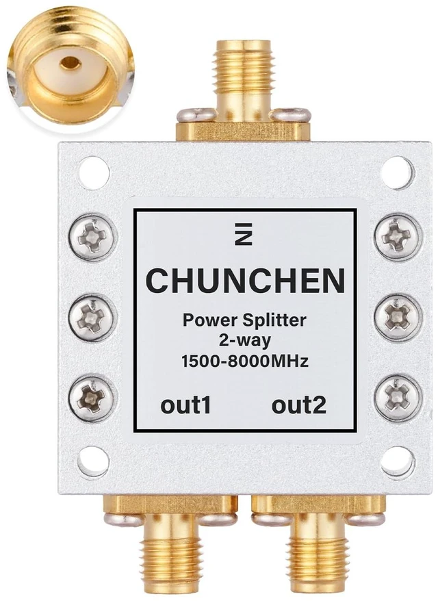 Main image of CHUNCHEN 2 Way 1.5-8GHz Power Splitter SMA Female Connector Signal Splitter 1500MHz-8000Mhz Cable Signal Splitter 1 Input 2 Output for Antenna Cable