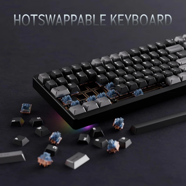Alt view image 4 of 5 - OOCTPK Wireless Mechanical Keyboard, Chilkey ND104 Gaming Keyboard with LCD Screen, 104% Hot Swappable Custom Keyboard with Knob, RGB Backlit, Bluetooth 5.4/2.4GHz/USB-C, Full-Aluminum, PC/Mac