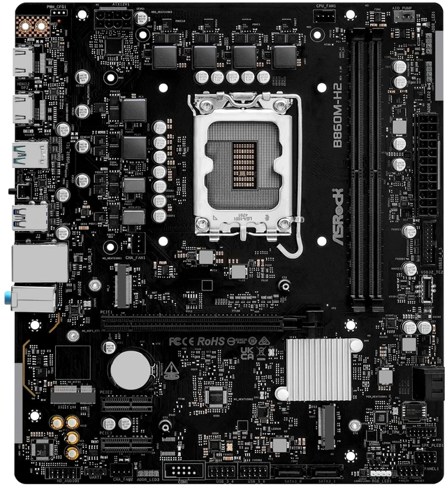 Alt view image 2 of 5 - ASRock B860M H2 DDR5 up to 8333+ (OC) MHz 128GB M.2 B860 LGA1851 Micro ATX Motherboard Intel Core Ultra (Series 2) BIOS Flashback SATA3 6.0 Gb/s
