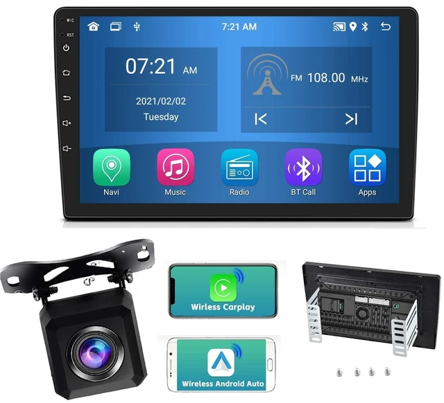 Main image of Double Din Car Stereo Audio Receiver Compatible with Apple Carplay, Android Auto, 10 Inch Full Touchscreen Car Stereo, Backup Camera, Bluetooth, USB/TF/AUX Port, A/V Input, FM