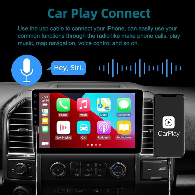 Alt view image 3 of 5 - Double Din Car Stereo Audio Receiver Compatible with Apple Carplay, Android Auto, 10 Inch Full Touchscreen Car Stereo, Backup Camera, Bluetooth, USB/TF/AUX Port, A/V Input, FM