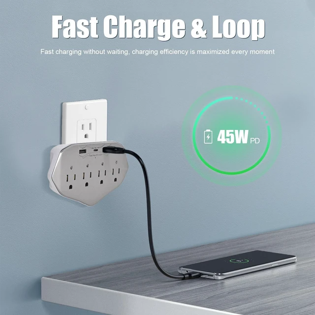 Alt view image 2 of 5 - Lian.Ripple.Lian 1080P HD Wireless Wall Outlet Charger Security Camera with 45W Fast Charging Station USB-C & USB-A, Home Security Camera for Baby and Pet WiFi Enabled