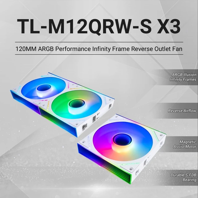 Alt view image 2 of 5 - TR Thermalright TL-M12QRW-S X3 Case Fan Wireless Splicing, Building Blocks CPU Cooler Comes with ARGB Mirror Light Effect,PC PWM Silent Cooling with 1500RPM Speed, CPU Cooler Fan (Re