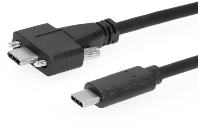 Main image of Coolgear Screw Lock USB Cable, 10Gbps USB Type-C Dual Screw Lock to USB-C - Locking Connector for Stable Connections - 3.2 Gen 2 Data, 5A Power, 1 Meter