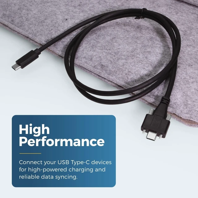 Alt view image 4 of 5 - Coolgear Screw Lock USB Cable, 10Gbps USB Type-C Dual Screw Lock to USB-C - Locking Connector for Stable Connections - 3.2 Gen 2 Data, 5A Power, 1 Meter