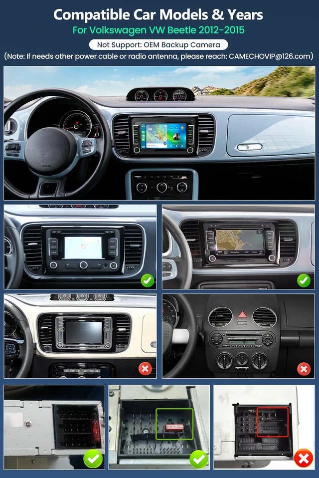 Alt view image 2 of 5 - Car Stereo for Volkswagen VW Beetle 2012-2015 Wireless CarPlay Android Auto