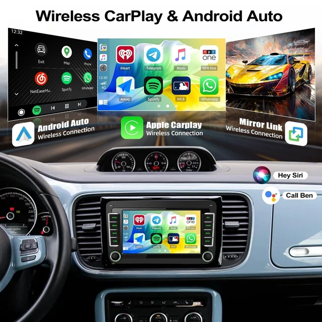 Alt view image 4 of 5 - Car Stereo for Volkswagen VW Beetle 2012-2015 Wireless CarPlay Android Auto