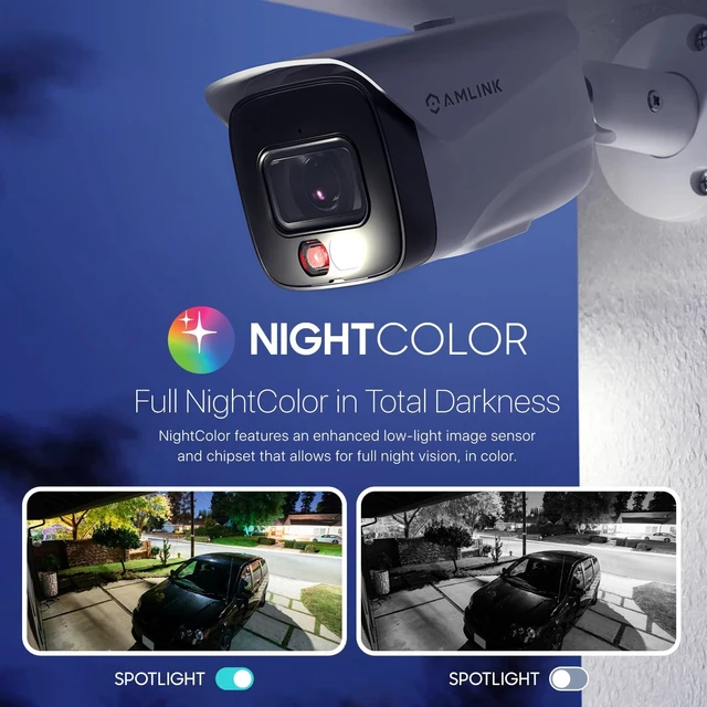 Alt view image 4 of 5 - AMLINK 2-Pack 4K/8MP Security AI IP PoE Camera, Human/Vehicle Detection, NDAA Compliant, Indoor Outdoor Surveillance Bullet, 2-Way Audio, Support 256GB MicroSD, Deterrent, 2PACK-AL8M-B8199EW