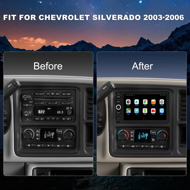 Alt view image 2 of 5 - QLED Radio for Chevy Silverado 2003 2004 2005 2006 Touch Screen Stereo Replacement,Wireless Carplay Android Auto, Free Camera