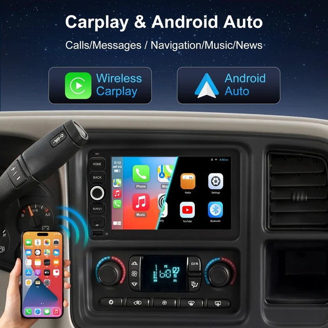 Alt view image 5 of 5 - QLED Radio for Chevy Silverado 2003 2004 2005 2006 Touch Screen Stereo Replacement,Wireless Carplay Android Auto, Free Camera