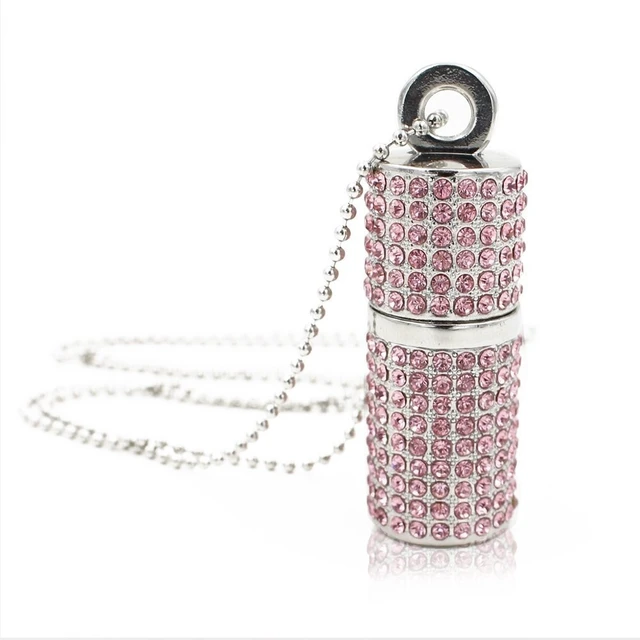 Alt view image 3 of 5 - WooTeck 128GB USB 3.0 Flash Drive,Bling Rhinestone Diamond Crystal Glitter Lipstick Case Shining Jewelry with Necklace,Pink