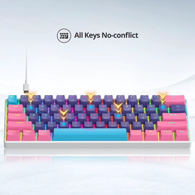 Alt view image 5 of 5 - surmen 60% Mechanical Gaming Keyboard,RGB Compact Wired Keyboard 60 Percent Backlight Anti-ghosting for Windows Laptop PC (61 Meitao)