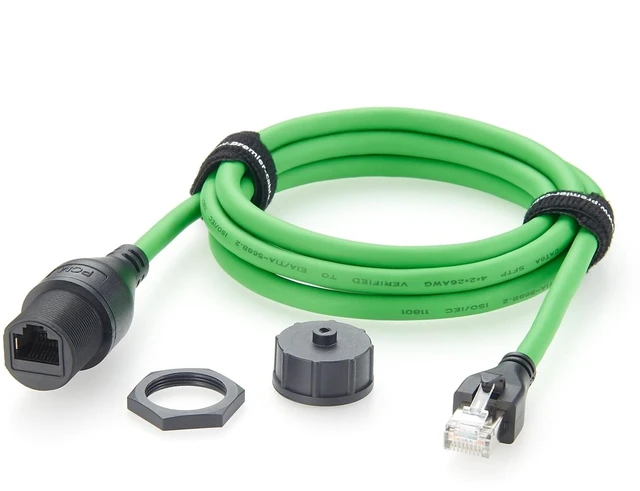Main image of Plinkwirekb Profinet RJ45 Male to Female Extension Cable Flush Panel Mount 10Gbps Cat6A Ethernet LAN Network Cord IP67 Waterproof Shielded for GigE Vision, Industrial Camera, 3D Imaging (1.5M/4.92FT)