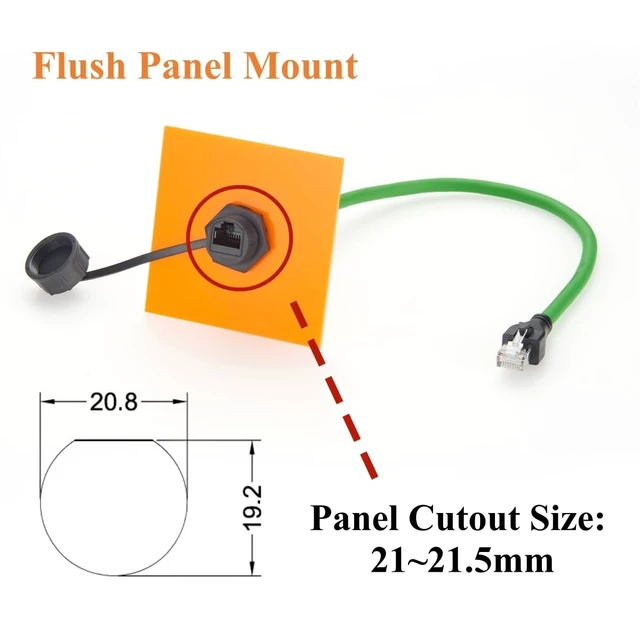 Alt view image 2 of 5 - Plinkwirekb Profinet RJ45 Male to Female Extension Cable Flush Panel Mount 10Gbps Cat6A Ethernet LAN Network Cord IP67 Waterproof Shielded for GigE Vision, Industrial Camera, 3D Imaging (1.5M/4.92FT)