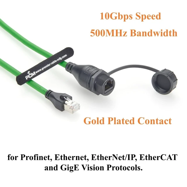 Alt view image 4 of 5 - Plinkwirekb Profinet RJ45 Male to Female Extension Cable Flush Panel Mount 10Gbps Cat6A Ethernet LAN Network Cord IP67 Waterproof Shielded for GigE Vision, Industrial Camera, 3D Imaging (1.5M/4.92FT)
