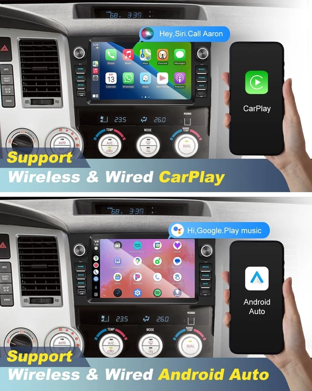Alt view image 4 of 5 - 9" Car Radio for Toyota Tundra 2007-13 Sequoia 08-15 with Wireless CarPlay