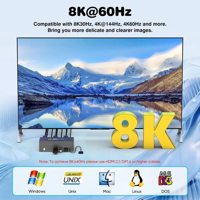 Alt view image 3 of 5 - GREATHTEK 8K 3 Monitor HDMI Displayport KVM Switch for 2 Computers