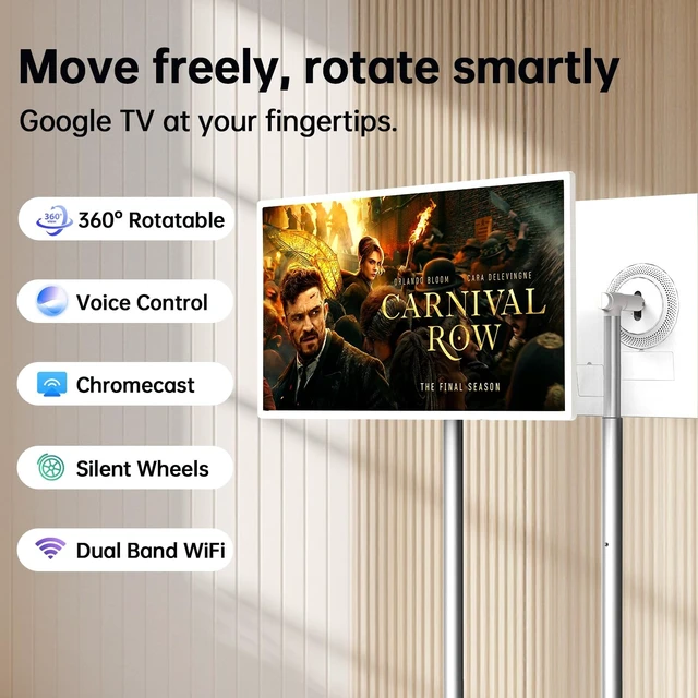 Alt view image 4 of 5 - HORION 32" Portable Google TV with Wheels,Mobile Smart TV,Non-Touchscreen