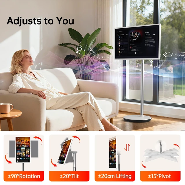 Alt view image 5 of 5 - HORION 32" Portable Google TV with Wheels,Mobile Smart TV,Non-Touchscreen