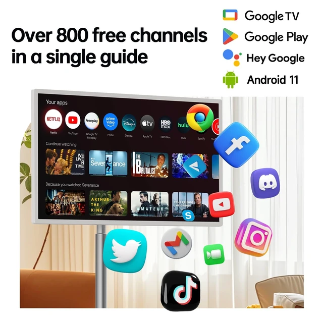 Alt view image 3 of 5 - HORION 32" Portable Google TV with Wheels,Mobile Smart TV,Non-Touchscreen