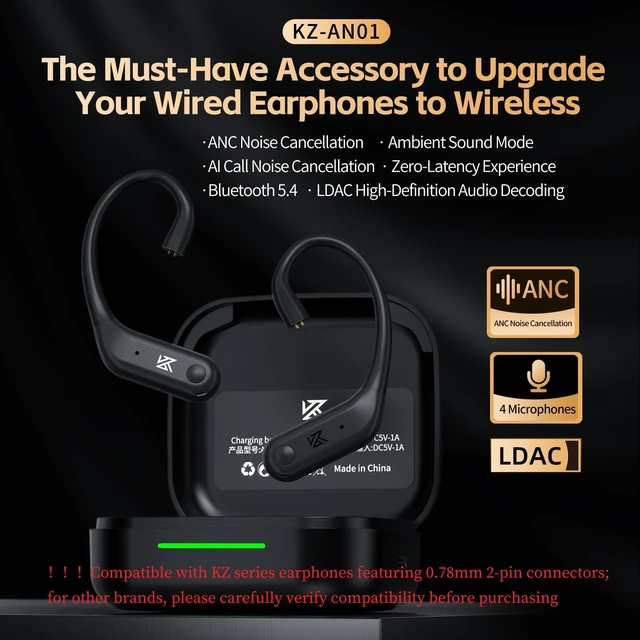 Alt view image 2 of 5 - KZ AN01 True Bluetooth 5.4 Earhook, Wireless Adapter for in-Ear Monitor