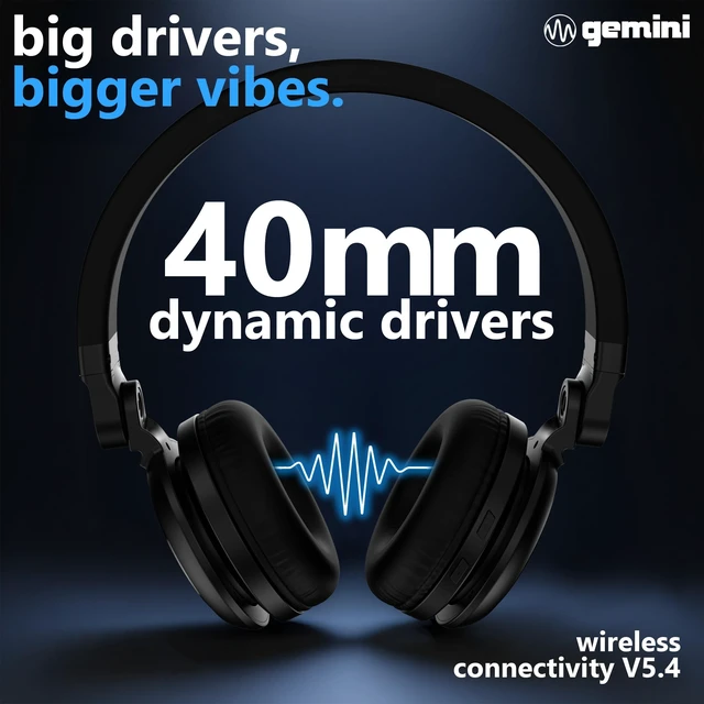 Alt view image 4 of 5 - Gemini Wireless Over-Ear Headphones, 54-Hr Battery, ENC Mic (GBTX-200)