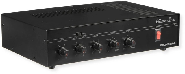 Main image of Bogen C35 Classic Series 35W Public Address Mixer/Amplifier, 4 Input Paging System for Commercial Audio, Treble and Bass Controls, Thermal and Electronic Protection