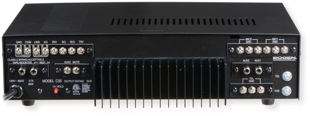 Alt view image 2 of 2 - Bogen C35 Classic Series 35W Public Address Mixer/Amplifier, 4 Input Paging System for Commercial Audio, Treble and Bass Controls, Thermal and Electronic Protection