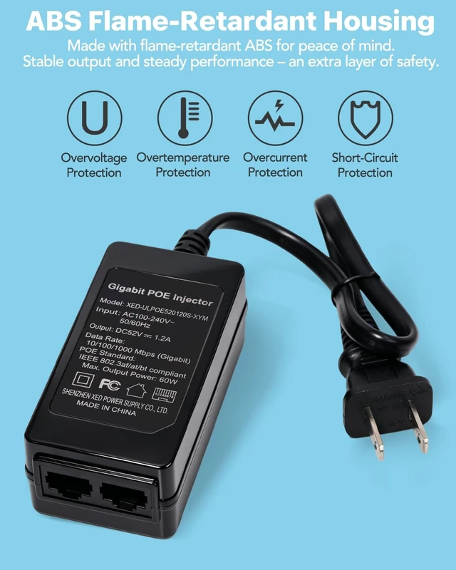 Alt view image 5 of 5 - 60W Gigabit PoE++ Injector Adapter, 328ft Power Over Ethernet for AP