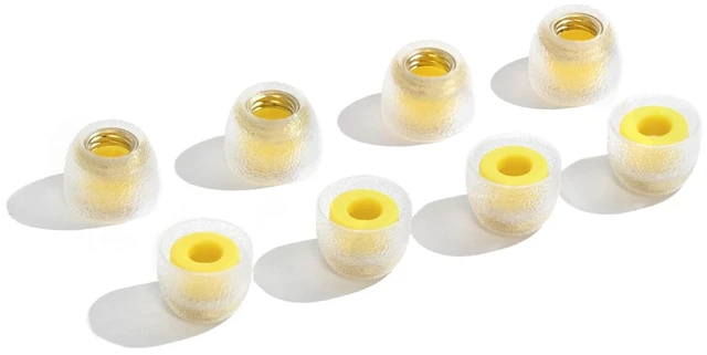 Main image of TANGZU Tang Sancai Noble IEM Eartips, WideBore Brass Core, Premium Hypoallergenic Liquid Silicone Replaceable Ear Tips for inEar Monitors, Yellow Sall, 4 Pairs