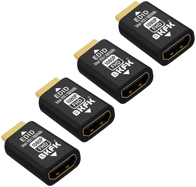 Main image of BKFK HDMI EDID Emulator, Passthrough Display Adapter, Default Resolution Dummy Plug, Headless Ghost for HDMI Switches, Extenders, AV Receivers, Video Splitters(1920X1080@60Hz-4P)