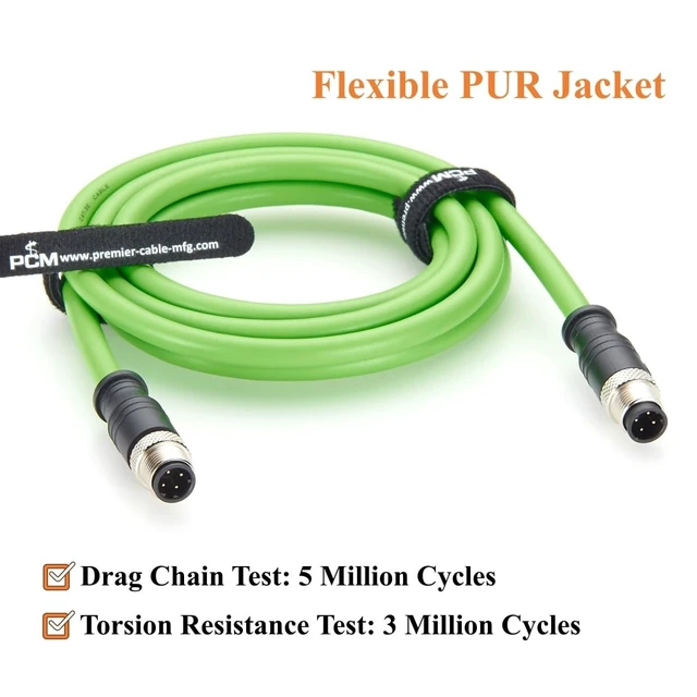 Alt view image 4 of 5 - PROFINET M12 D-Coded 4 Pin Male to Male Industrial Ethernet Cable CAT5e Shielded IP67 High Flex Drag Chain Cable for EtherCAT, PLC, Robot, Industrial Switch, Machine Vision, I/O Modules (2M/6.6FT)
