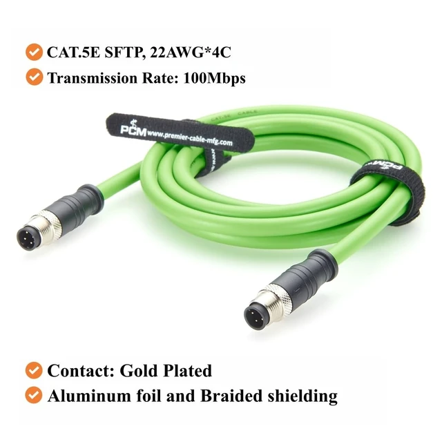 Alt view image 3 of 5 - PROFINET M12 D-Coded 4 Pin Male to Male Industrial Ethernet Cable CAT5e Shielded IP67 High Flex Drag Chain Cable for EtherCAT, PLC, Robot, Industrial Switch, Machine Vision, I/O Modules (2M/6.6FT)