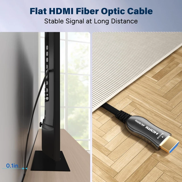 Alt view image 4 of 5 - 4K HDMI Cable 300 FT, Flat Fiber Optic HDMI Cable, Unidirectional, 18Gbps