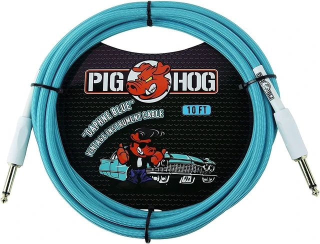 Main image of Pig Hog PCH10DB 1/4" to 1/4" Daphne Blue Guitar Instrument Cable, 10 Feet