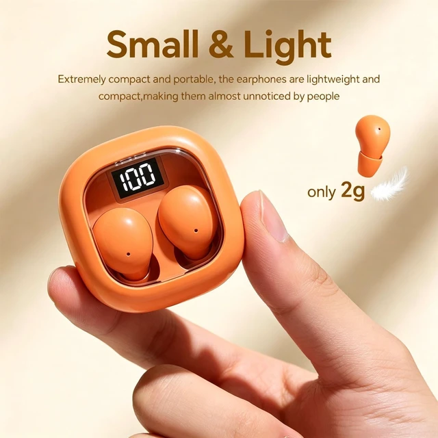 Alt view image 2 of 5 - Xmenha Orange Smallest Invisible Earbuds Wireless Bluetooth, Low Profile
