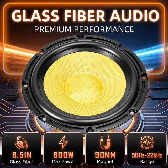 Alt view image 2 of 5 - WDiYA 6.5 Speakers 800W Glass Fiber Cone Woofer 6.5 Inch Speaker Car Audio