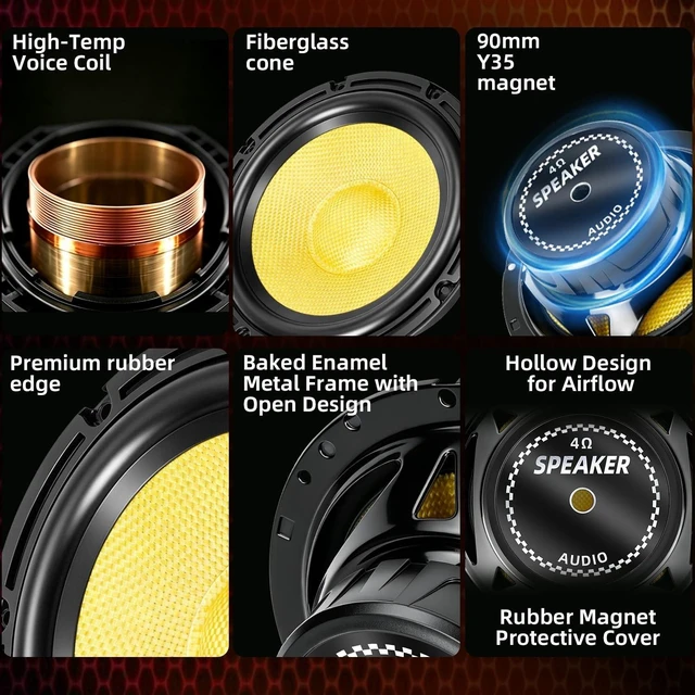 Alt view image 3 of 5 - WDiYA 6.5 Speakers 800W Glass Fiber Cone Woofer 6.5 Inch Speaker Car Audio
