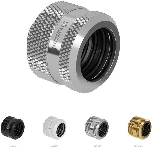 Alt view image 4 of 4 - Barrow 8 Pack G1/4" Thread Fittings for OD 16mm Rigid Tubing, Water Cooling Fittings Fits Metal & PETG Tube, Connectors with Sealed O-Rings for PC Water Cooling System (Silver)