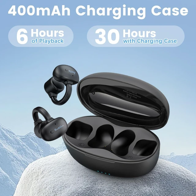 Alt view image 3 of 5 - Dulailt Open-Ear Bone Conduction Headphones Bluetooth 5.3 Wireless, 30H Playtime IPX4 Waterproof Sport Earphones - Clip-On Lightweight Design for Running Cycling Gym Workouts