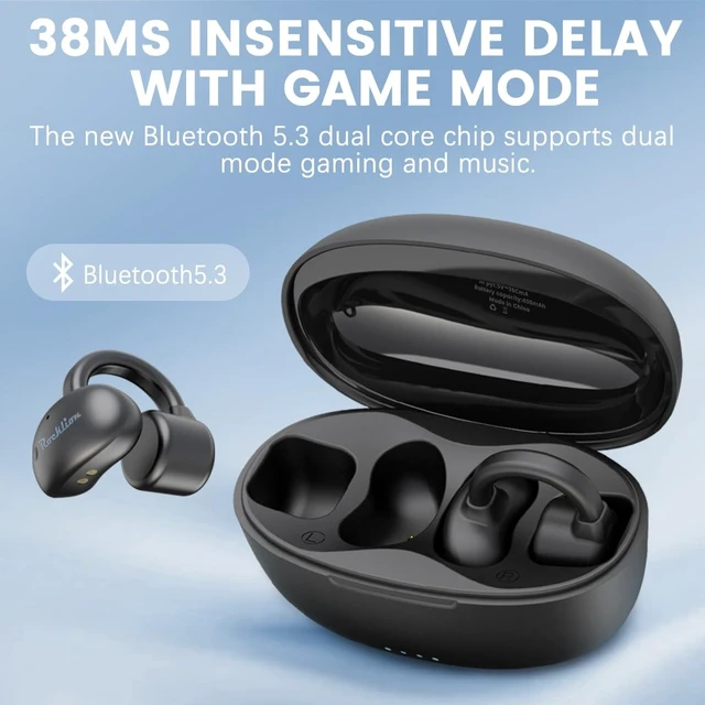 Alt view image 5 of 5 - Dulailt Open-Ear Bone Conduction Headphones Bluetooth 5.3 Wireless, 30H Playtime IPX4 Waterproof Sport Earphones - Clip-On Lightweight Design for Running Cycling Gym Workouts